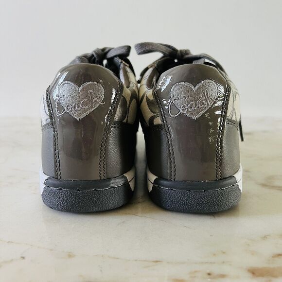 COACH Gray Nova Signature Canvas Patent Leather Sneakers - US 6.5 - Picture 7 of 8